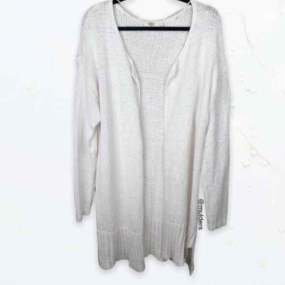 UGG Large Fiona Long White Cardigan Sweater - Picture 1 of 15